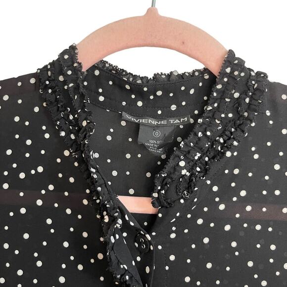 Vivienne Tam Black and White Polka Dot Silk Midi Dress - Picture 8 of 9